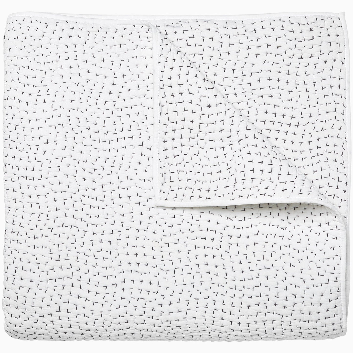 Organic Hand Stitched Gray Quilt - Size Twin