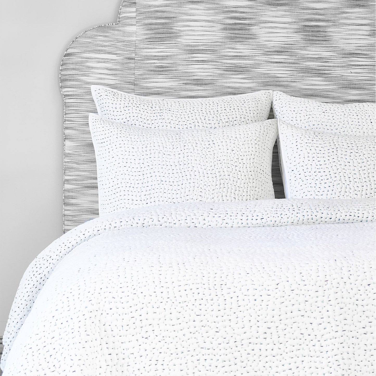 Organic Hand Stitched Light Indigo Quilt - Size Twin / Twin XL