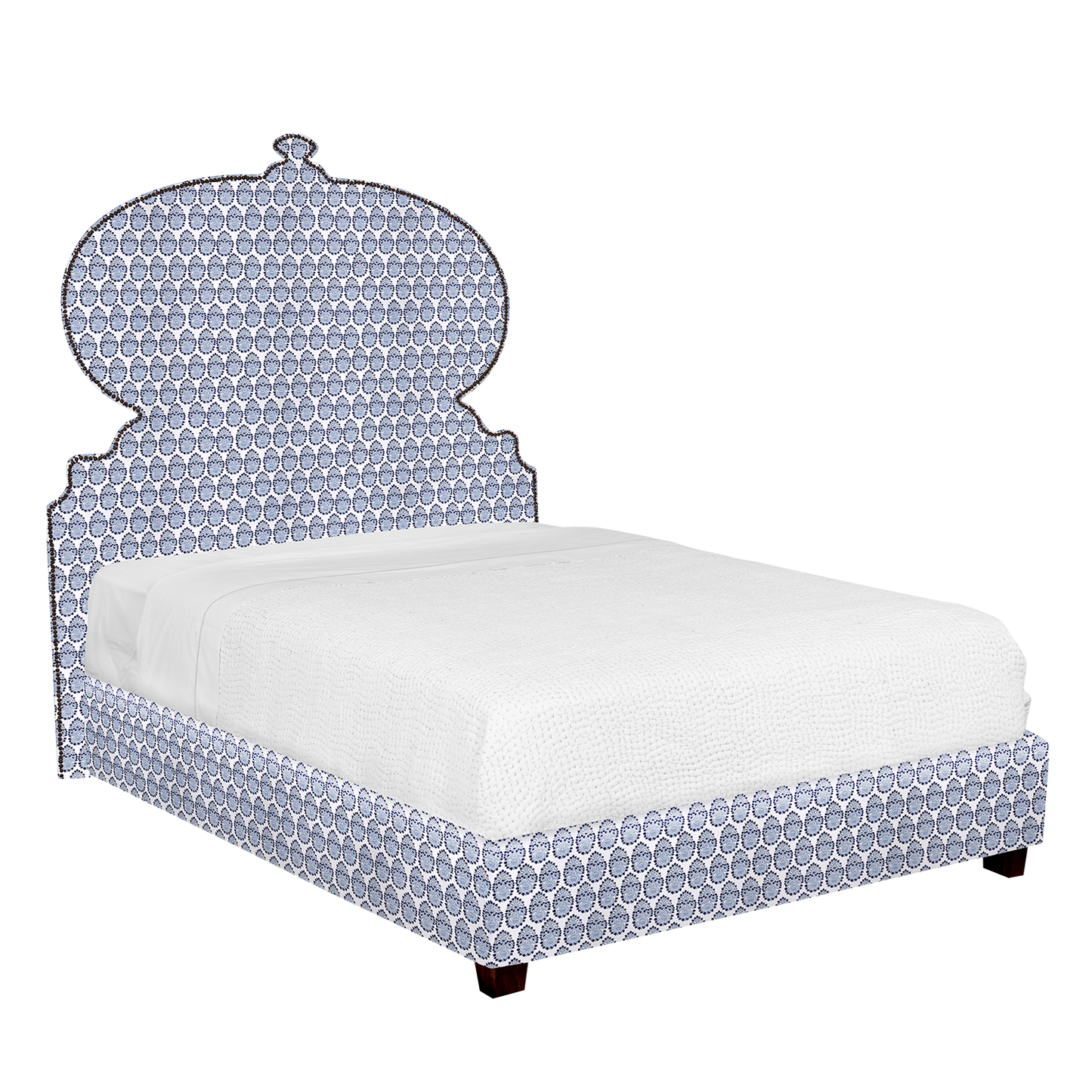Custom Orissa Bed - Fabric Aleppo Azure Performance