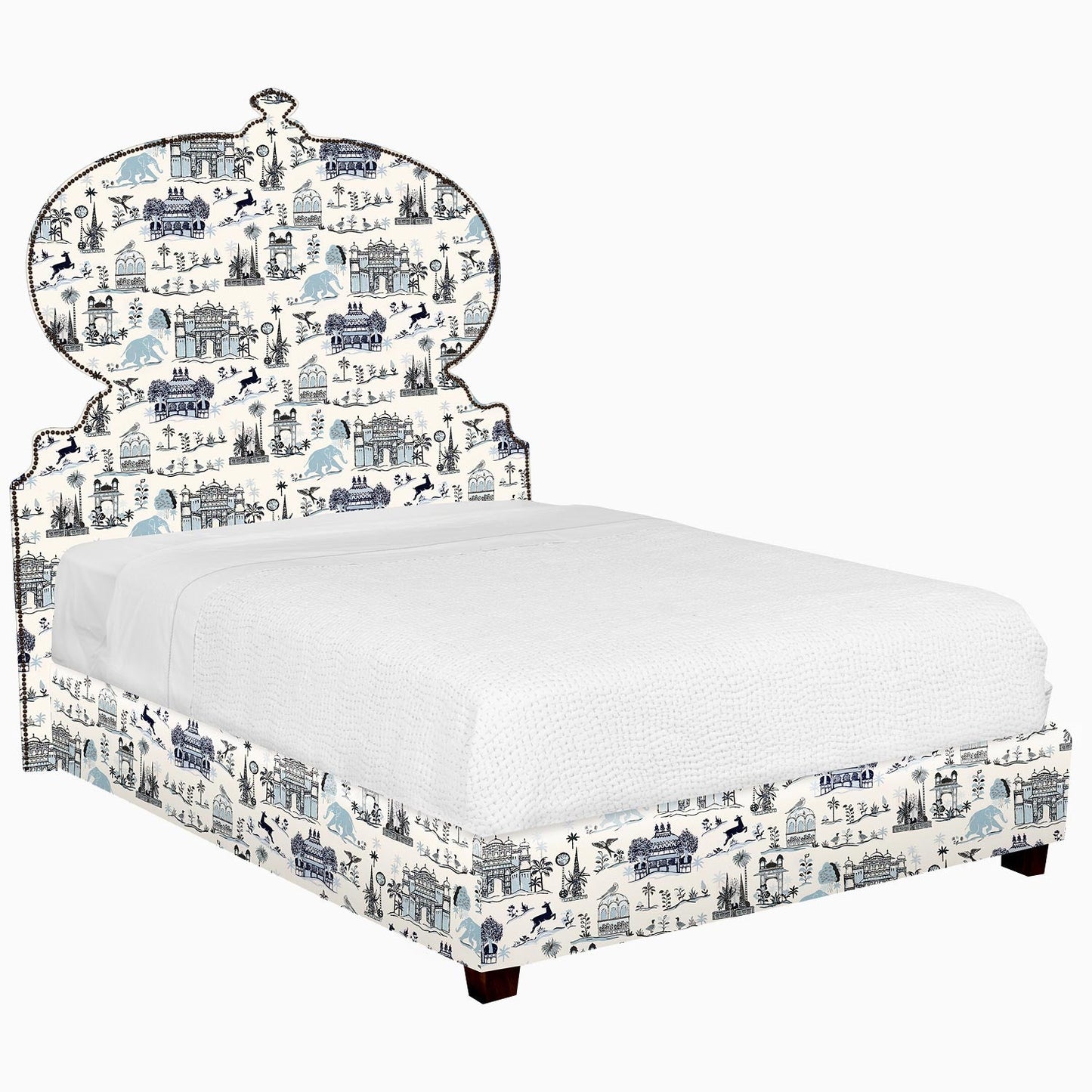 Custom Orissa Bed - Fabric Aleppo Azure Performance