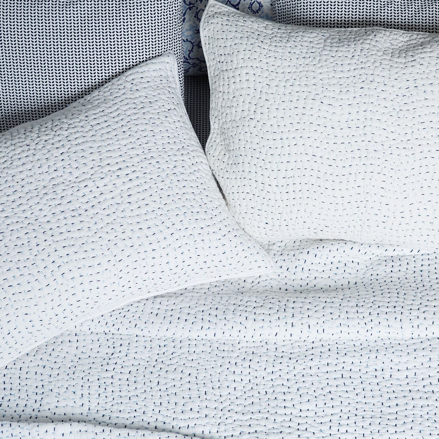 Organic Hand Stitched Light Indigo Quilt - Size Twin / Twin XL