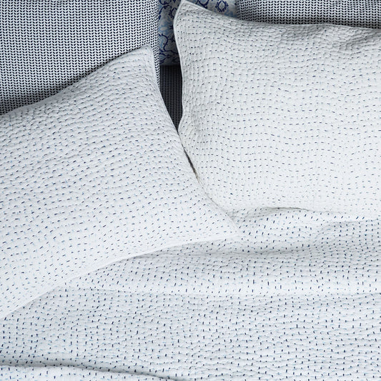 Organic Hand Stitched Light Indigo Quilt - Size Twin / Twin XL