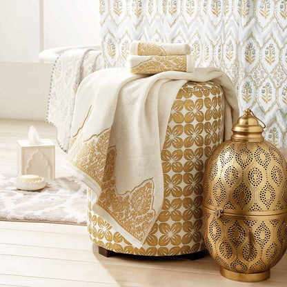 Nadir Pearl White and Gold Bath Towel - Size Bath Towel